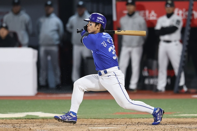 지난 3일 KT전에 나선 김성윤의 모습. /사진=삼성 라이온즈