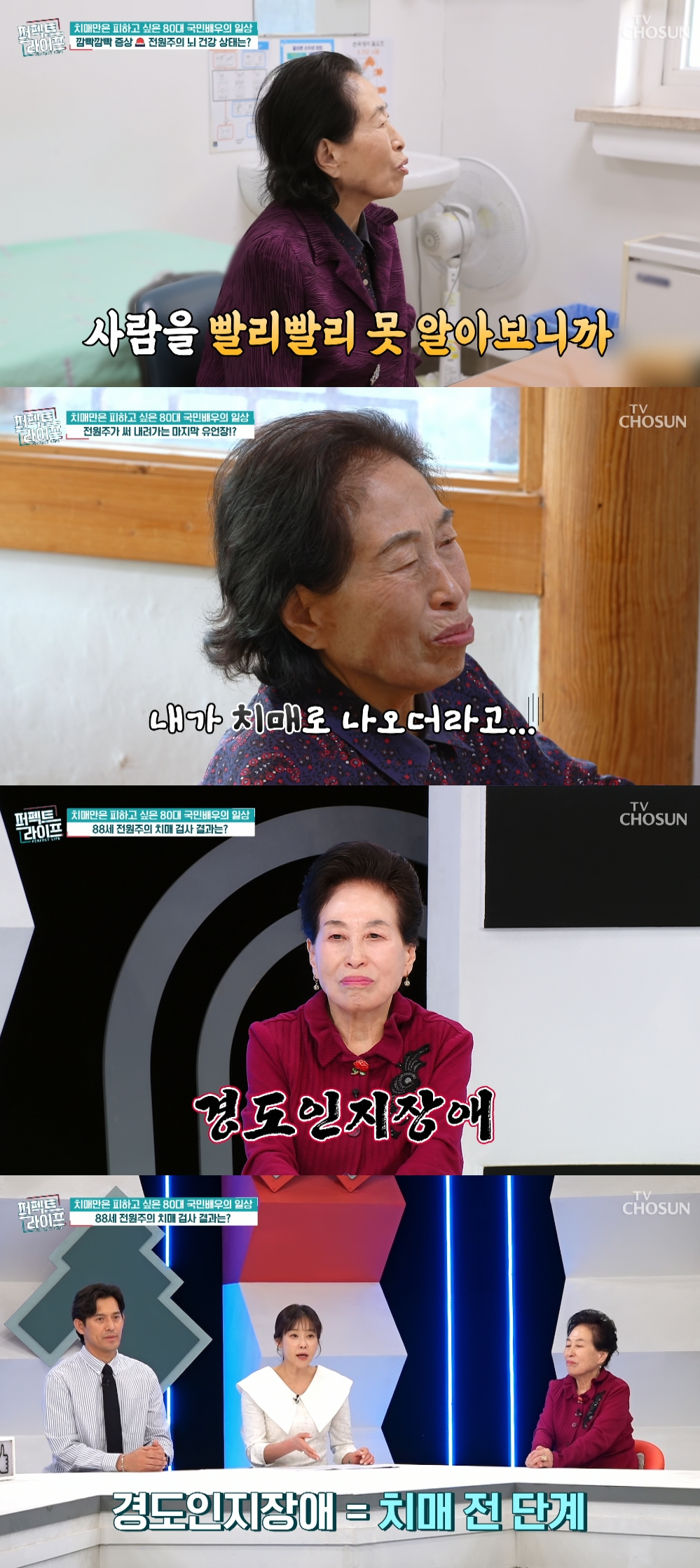 배우 전원주(86)가 치매 초기 진단받았다고 밝혔다./사진= TV조선 '퍼펙트 라이프' 방송화면