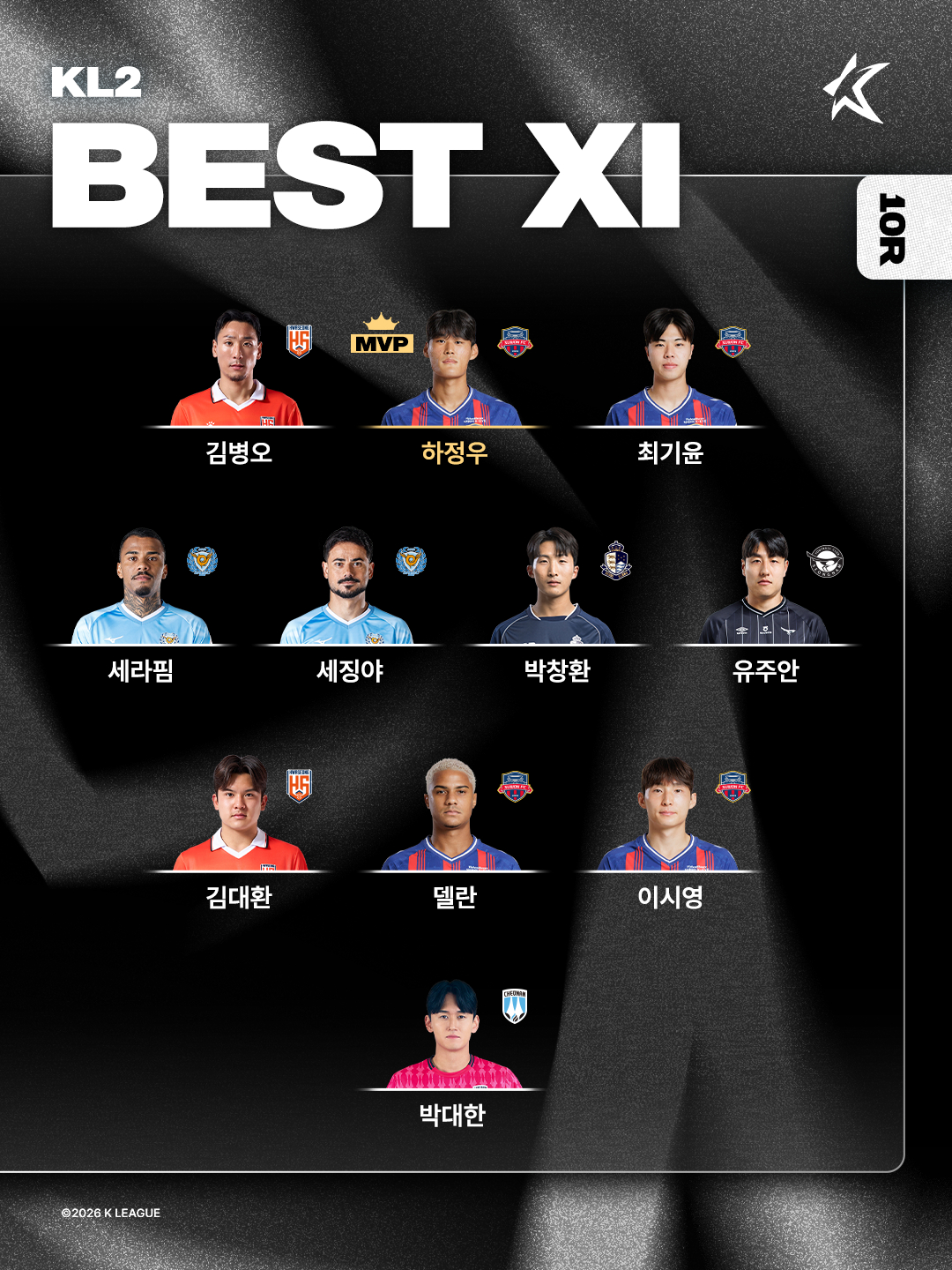 K리그2 10라운드 베스트 11. /사진=한국프로축구연맹 제공