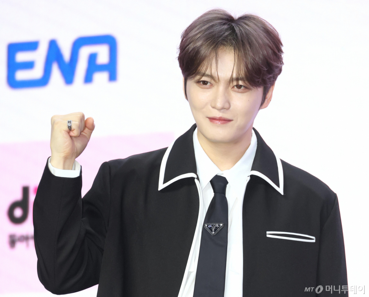 가수 김재중이 지난 4월 29일 오전 서울 마포구 상암동 큐브컨벤션센터에서 진행된 ENA 예능 '더 스카웃' 제작발표회에 참석해 포즈를 취하고 있다. /사진=머니투데이 사진DB