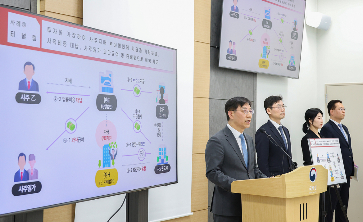 안덕수 국세청 조사국장이 6일 주식시장 불공정 탈세자 세무조사 관련 브리핑을 하고 있다. /사진=국세청 제공. 