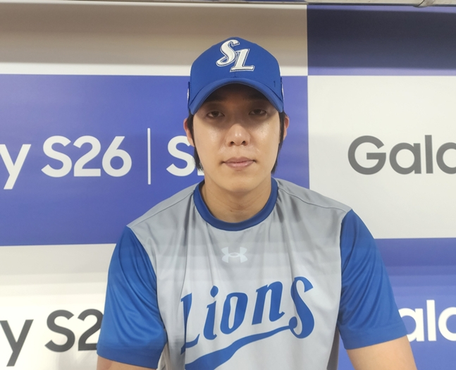 7일 경기를 마치고 인터뷰에 임하는 원태인. /사진=박수진 기자