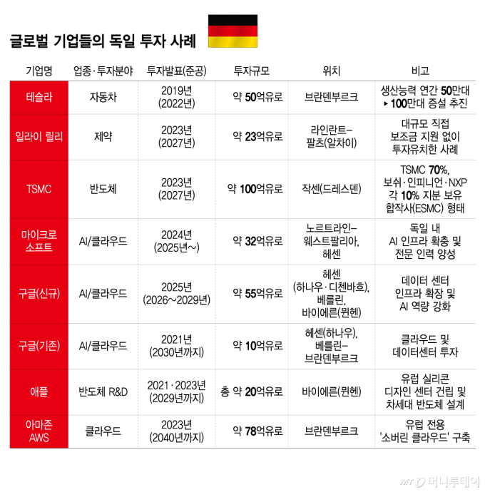 글로벌 기업들의 독일 투자 사례/그래픽=윤선정