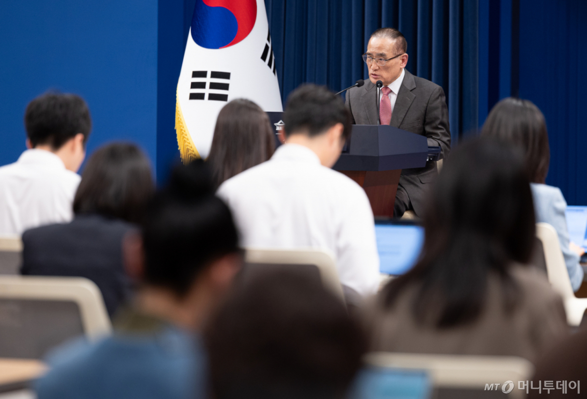 (서울=뉴스1) 이재명 기자 = 위성락 국가안보실장이 11일 청와대 춘추관에서 열린 기자간담회에서 발언을 하고 있다. 2026.5.11/뉴스1  Copyright © 뉴스1. All rights reserved. 무단 전재 및 재배포,  AI학습 이용 금지. /사진=(서울=뉴스1) 이재명 기자