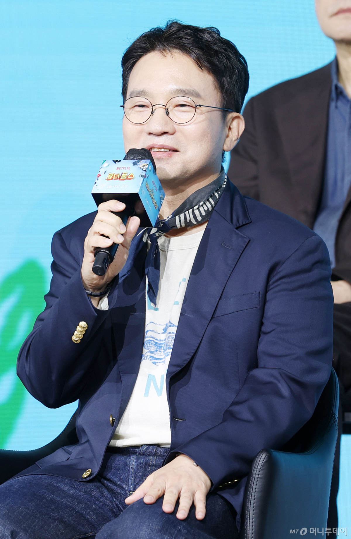 유인식 감독이 12일 서울 종로구 JW메리어트 동대문 스퀘어에서 진행된 넷플릭스 '원더풀스' 제작발표회에 참석해 질의응답을 하고 있다. /2026.05.12 /사진=머니투데이 사진DB