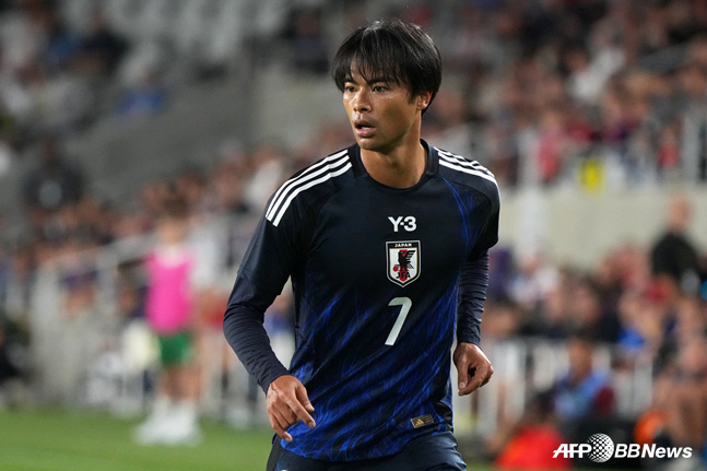 일본 축구대표팀에서 미토마 카오루. /AFPBBNews=뉴스1