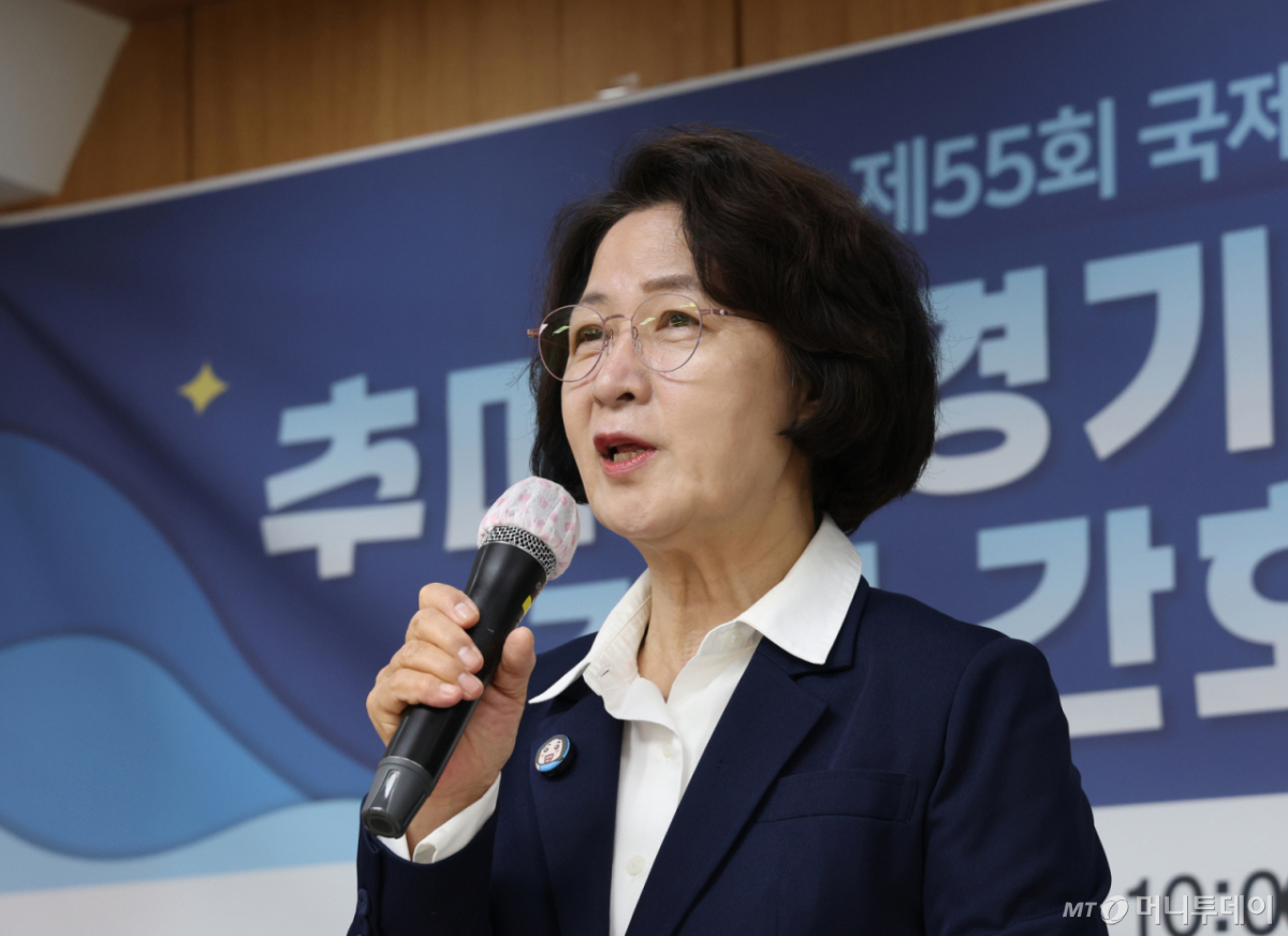 (수원=뉴스1) 김영운 기자 = 추미애 더불어민주당 경기도지사 후보가 12일 경기 수원시 팔달구 경기도간호사회에서 열린 국제간호사의 날 기념 간담회에서 모두발언을 하고 있다. 2026.5.12/뉴스1 Copyright © 뉴스1. All rights reserved. 무단 전재 및 재배포, AI학습 이용 금지. /사진=(수원=뉴스1) 김영운 기자