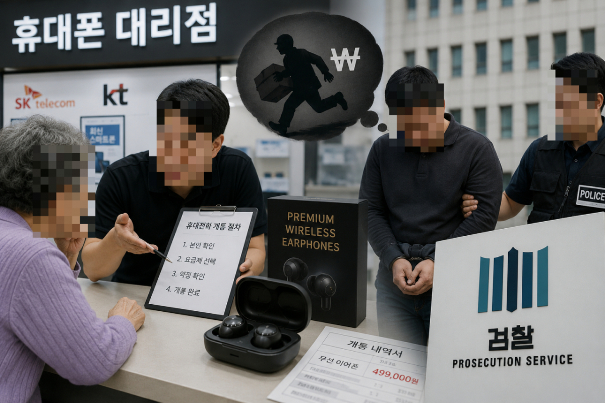 고령층의 휴대전화 개통 절차 이해가 부족한 점을 악용해 고가의 무선 이어폰을 빼돌린 부산의 휴대전화 대리점주가 검찰에 넘겨졌다. 이미지는 챗GPT로 생성한 참고 그래픽. /그래픽=챗GPT