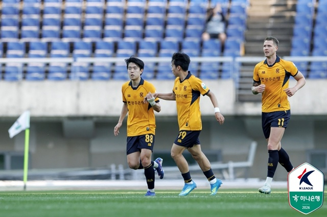 광주FC 선수단. /사진=한국프로축구연맹 제공