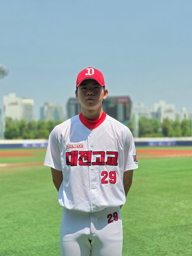 대전고 한규민이 16일 서울 목동야구장에서 열린 제80회 황금사자기 전국고교야구대회 결승전에서 스타뉴스와 인터뷰에 응했다. /사진=김동윤 기자
