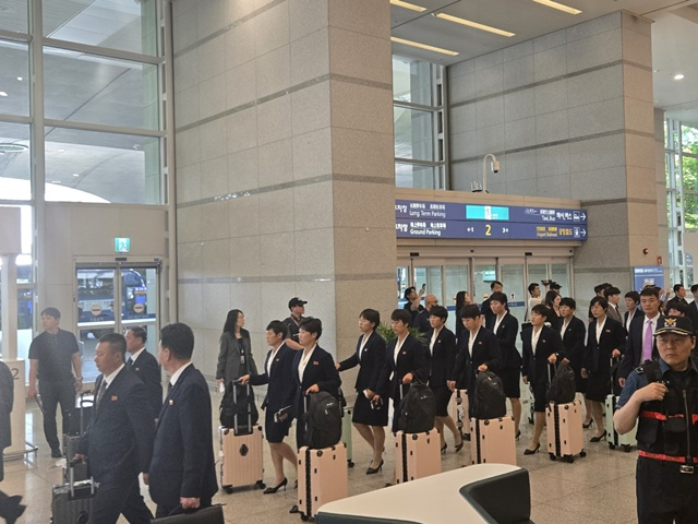북한 내고향여자축구단. /사진=이원희 기자