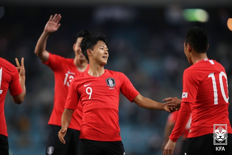 지난 2018년 대한민국 축구 국가대표팀 당시 이승우의 모습. /사진=대한축구협회 제공