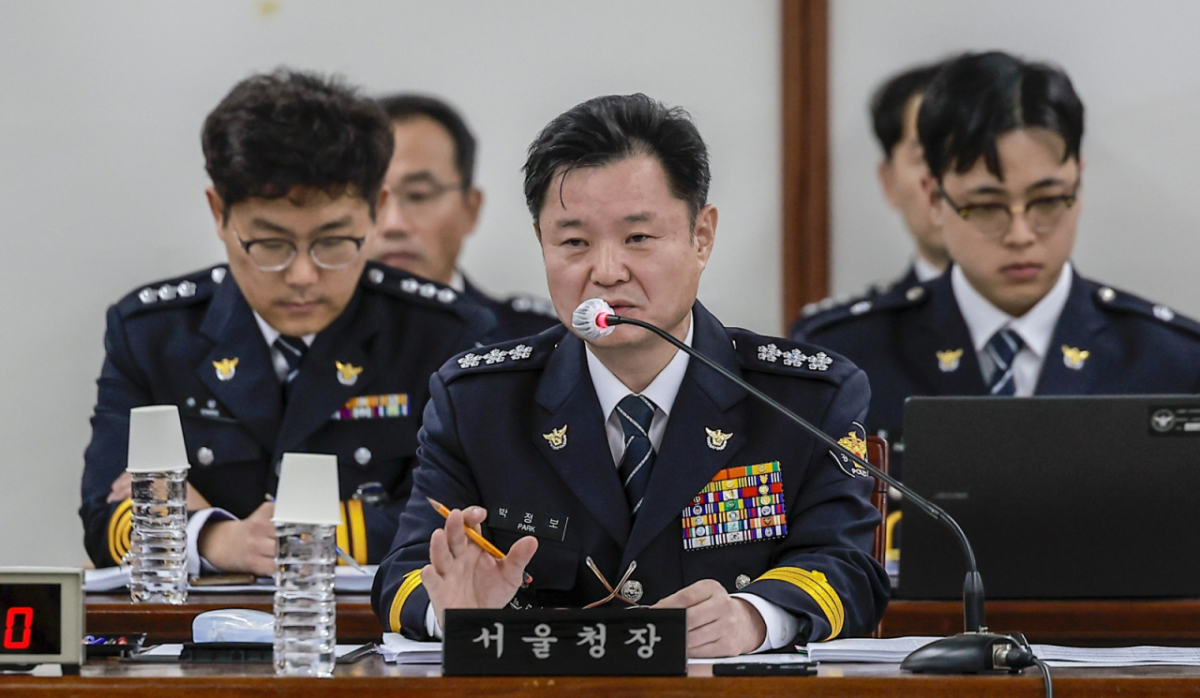 박정보 서울경찰청장이 지난해 10월23일 서울 종로구 서울경찰청에서 열린 국회 행정안전위원회의 서울경찰청에 대한 국정감사에서 질의에 답하고 있다. /사진=뉴시스.