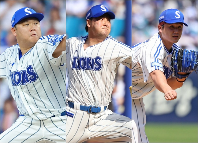 이승현(왼쪽부터), 김태훈, 최원태. /사진=삼성 라이온즈