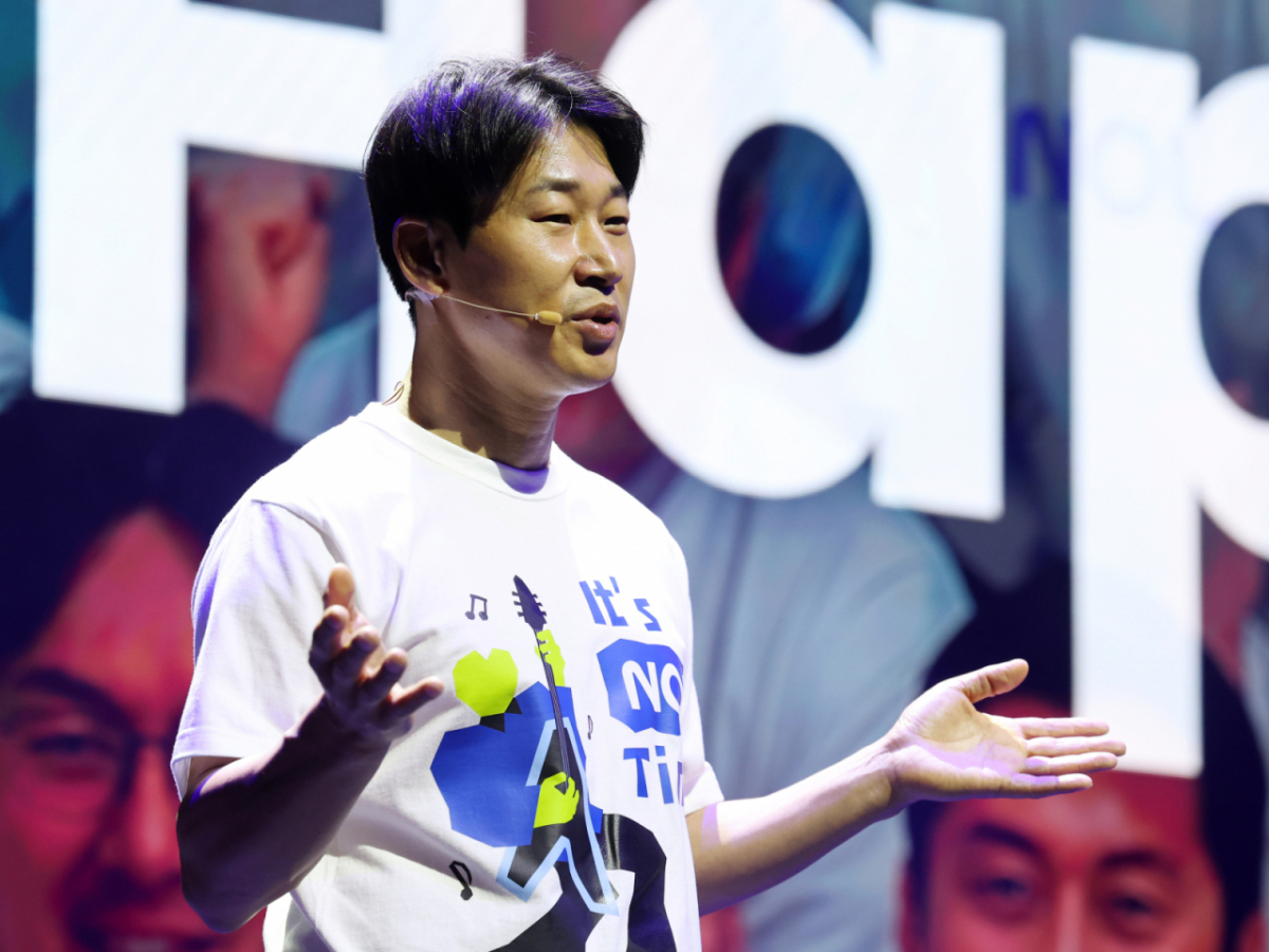 이수진 야놀자 총괄대표가 19일 오전 서울 용산구 블루스퀘어에서 열린 'NOL 페스티벌 미디어 데이'에서 환영사를 하고 있다. /사진=뉴시스
