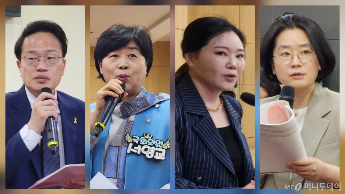 이날 토론회 현장에선 문신사뿐 아니라 여의 의원들도 문신사법 하위법령 제정을 서둘러야 한다고 강조했다. (왼쪽부터) 문신사법을 대표 발의한 박주민 국회 보건복지위원(더불어민주당), 서영교 국회 법제사법위원장, 임보란 대한문신사중앙회장, 김한숙 보건복지부 건강정책국장. /사진=정심교 기자
