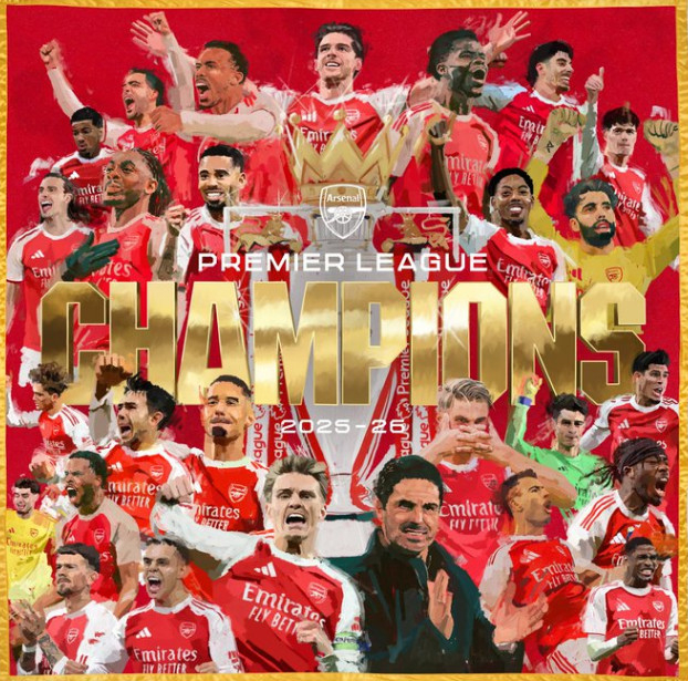 아스널의 2025~2026 EPL 우승 기념 포스터. /사진=아스널 공식 SNS 갈무리