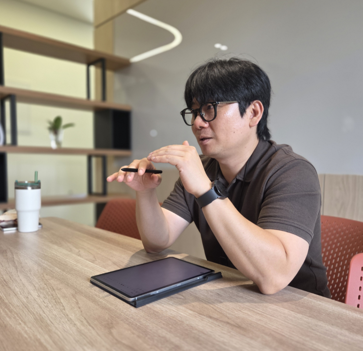 최인욱 두산에너빌리티 윈드파원센터(WPC) 센터장이 머니투데이와의 인터뷰를 진행하고 있다 /사진제공=두산에너빌리티