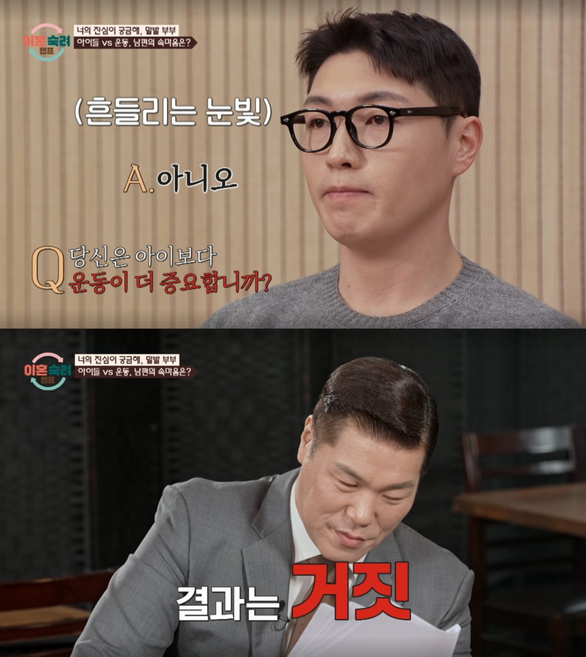 거짓말 탐지기 결과 거짓 반응을 보인 남편. /사진=JTBC '이혼 숙려 캠프' 캡처