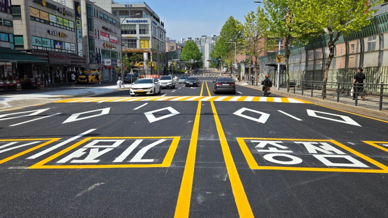 용인시 수지구 풍덕천동 일원에 준공된 변속차로./사진제공=용인시