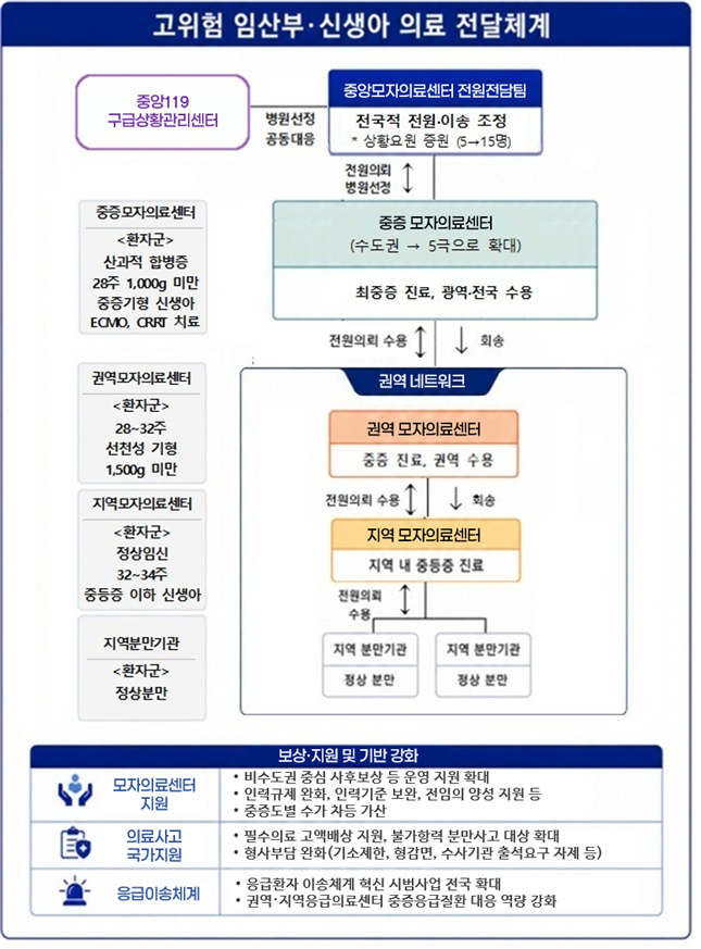 고위험 임산부·신생아 의료 전달체계 모식도./사진=보건복지부