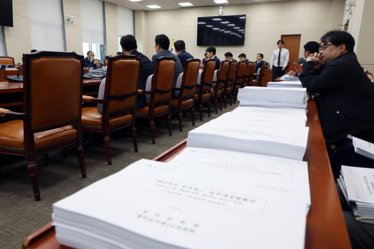 지난 12일 서울 여의도 국회에서 열린 정무위원회 법안심사소위원회에서 박상혁 위원장이 회의를 주재하고 있다. /사진=뉴시스