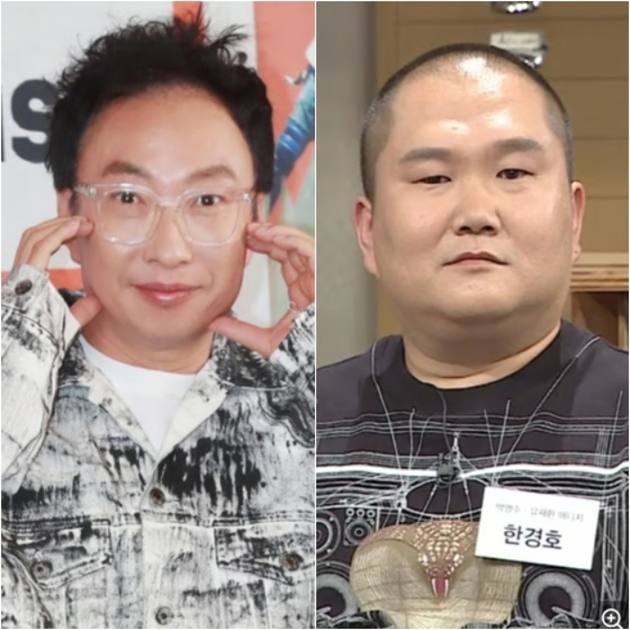 개그맨 박명수의 전 매니저 한경호씨 측이 한씨의 암 투병설에 사실과 다르다고 해명했다. 박명수(왼쪽)와 한경호 /사진=스타뉴스, JTBC