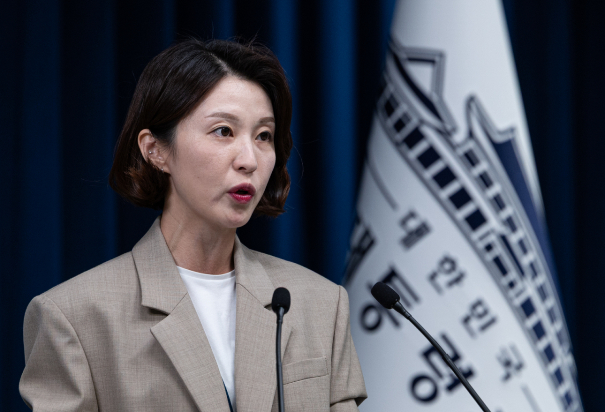 안귀령 대통령실 부대변인이 지난해 9월22일 서울 용산 대통령실 청사에서 비서실장 주재 수석보좌관회의 관련 브리핑을 하고 있다. /사진=뉴스1.
