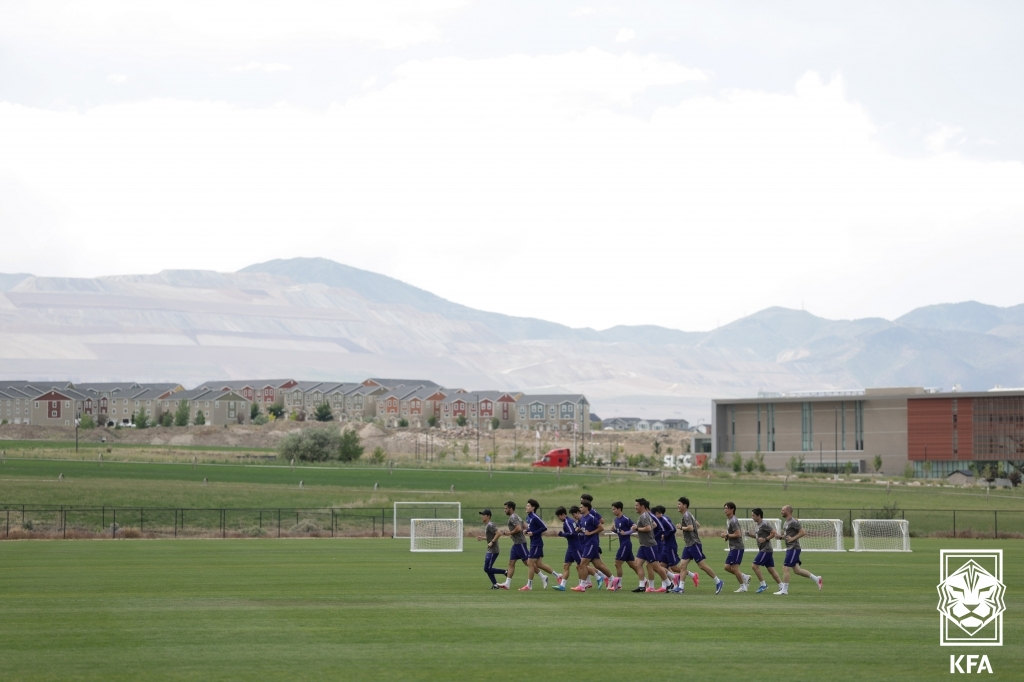 미국 고지대 솔트레이크시티에서 훈련 중인 홍명보호. /사진=대한축구협회 제공