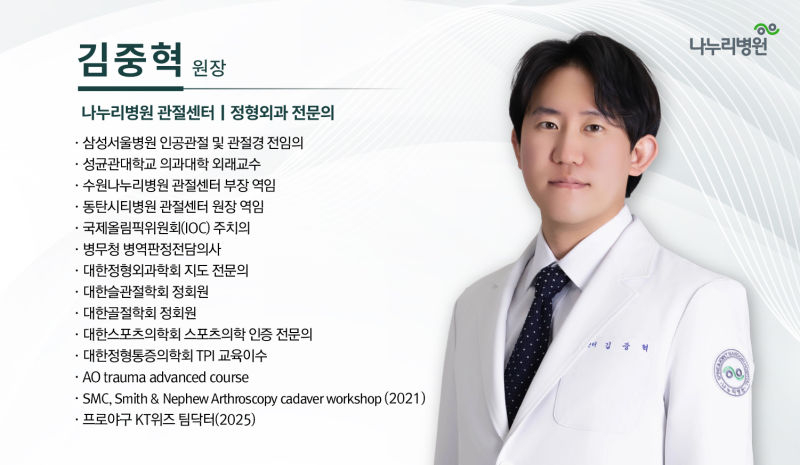 김중혁 강남나누리병원 관절센터 원장./사진제공=나누리병원