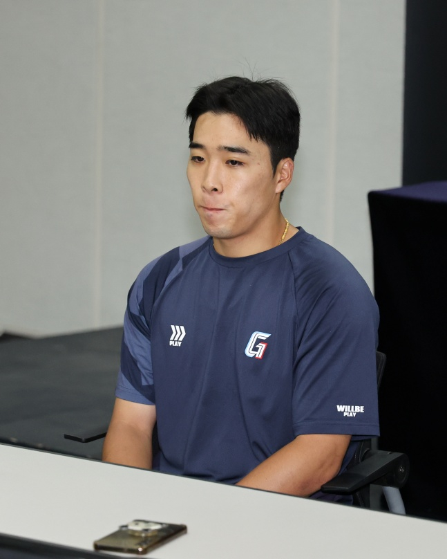 롯데 김동혁이 2일 광주 KIA전에 앞서 사죄의 뜻을 밝혔다. /사진=롯데 자이언츠 제공