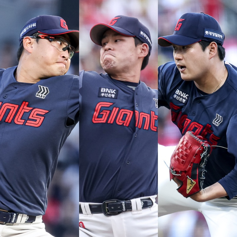왼쪽부터 박세웅, 김진욱, 나균안. /사진=롯데 자이언츠 제공