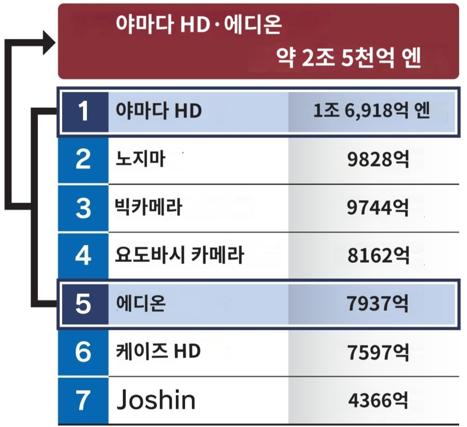 일본 가전 유통 업계 매출 순위 /사진=니혼게이자이신문