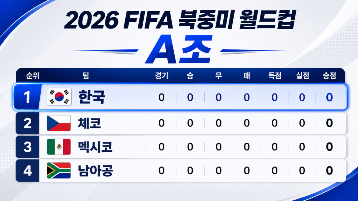 한국의 A조 조편성. /사진=AI 제작 이미지.