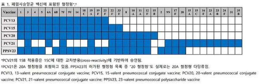 폐렴구균 백신별 항체/사진= 대한감염학회