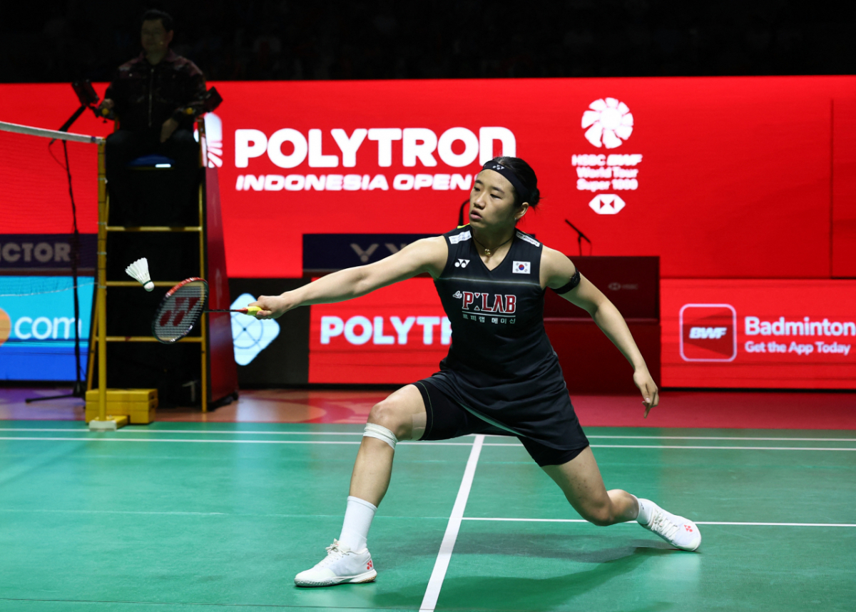 7일 인도네시아 자카르타에서 열린 2026 세계배드민턴연맹(BWF) 월드투어 슈퍼1000 인도네시아 오픈 결승에서 야마구치 아카네와 경기하고 있는 안세영. /로이터=뉴스1