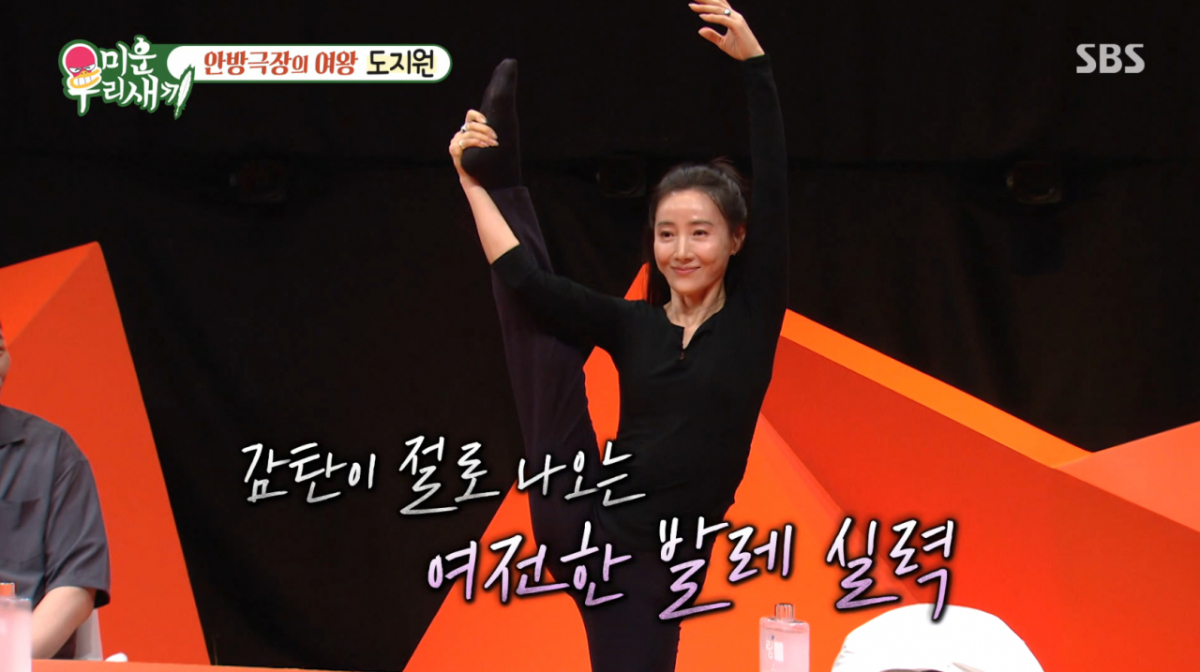 배우 도지원이 발레 동작을 선보며 감탄을 자아냈다. /사진=SBS '미운 우리 새끼' 캡처
