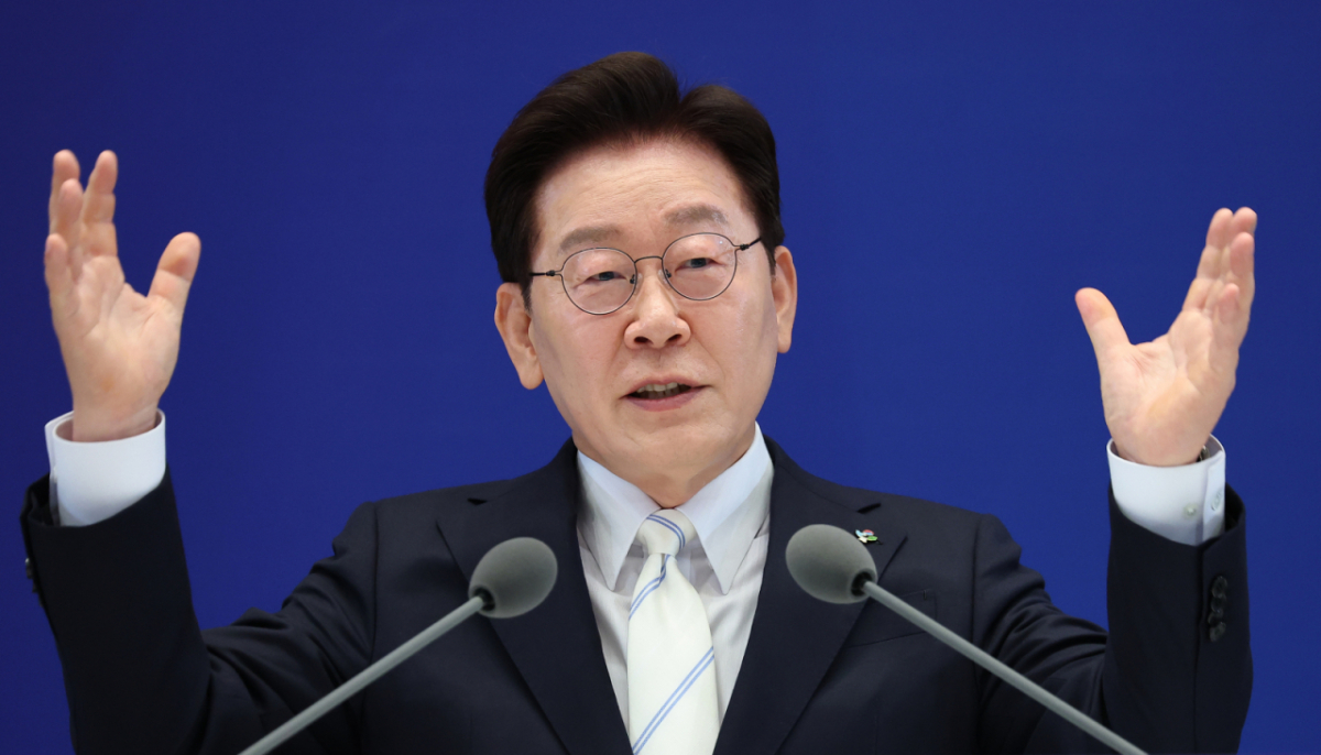 (서울=뉴스1) 허경 기자 = 이재명 대통령이 8일 청와대 영빈관에서 열린 취임 1주년 기자회견에서 발언하고 있다. 2026.6.8/뉴스1 /사진=(서울=뉴스1) 허경 기자