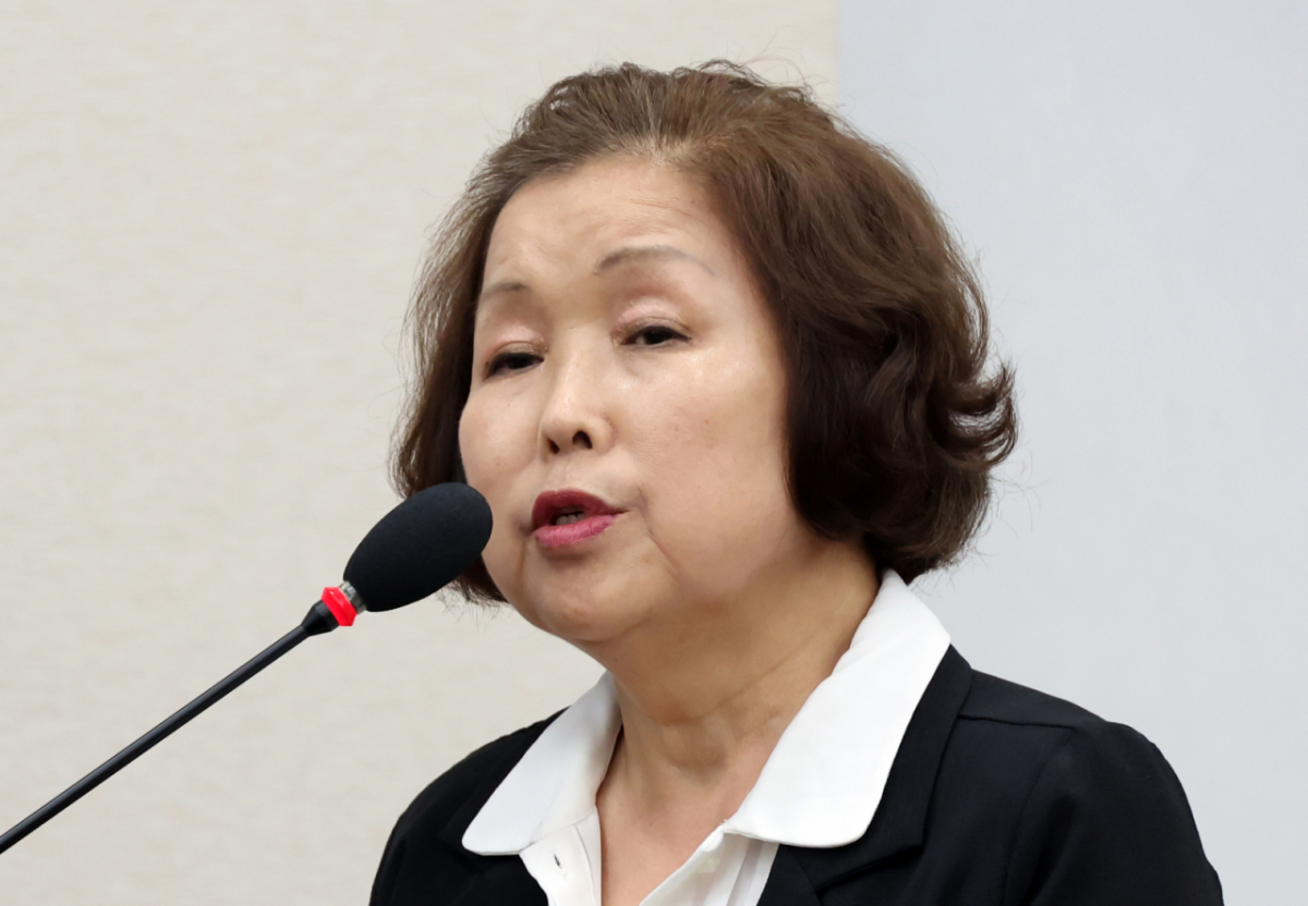 손효숙 리박스쿨 대표가 지난해 7월10일 서울 여의도 국회에서 열린 교육위원회의 리박스쿨 청문회에서 의원 질의에 답하고 있다. /사진=뉴시스