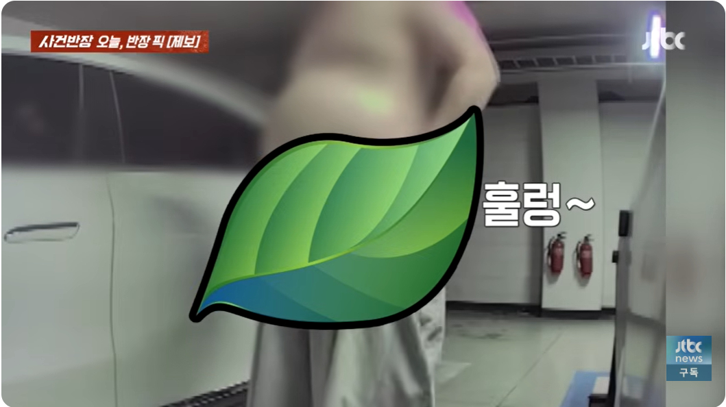 지난 8일 방송된 JTBC '사건반장'에서는 차량 블랙박스에서 한 남성이 상반신을 완전히 노출한 채 차에 몸을 문지르는 장면을 발견했다는 제보가 소개됐다. /사진=사건반장 캡처