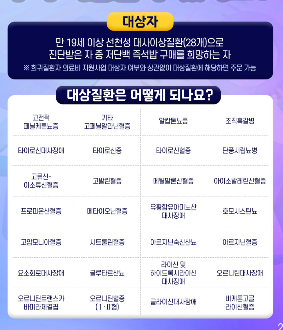 특수식 구매 지원 대상자./사진=질병관리청