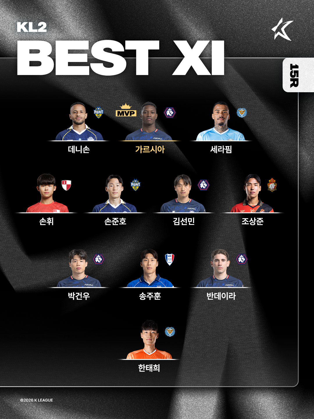 프로축구 K리그2 15라운드 베스트11. /사진=한국프로축구연맹 제공