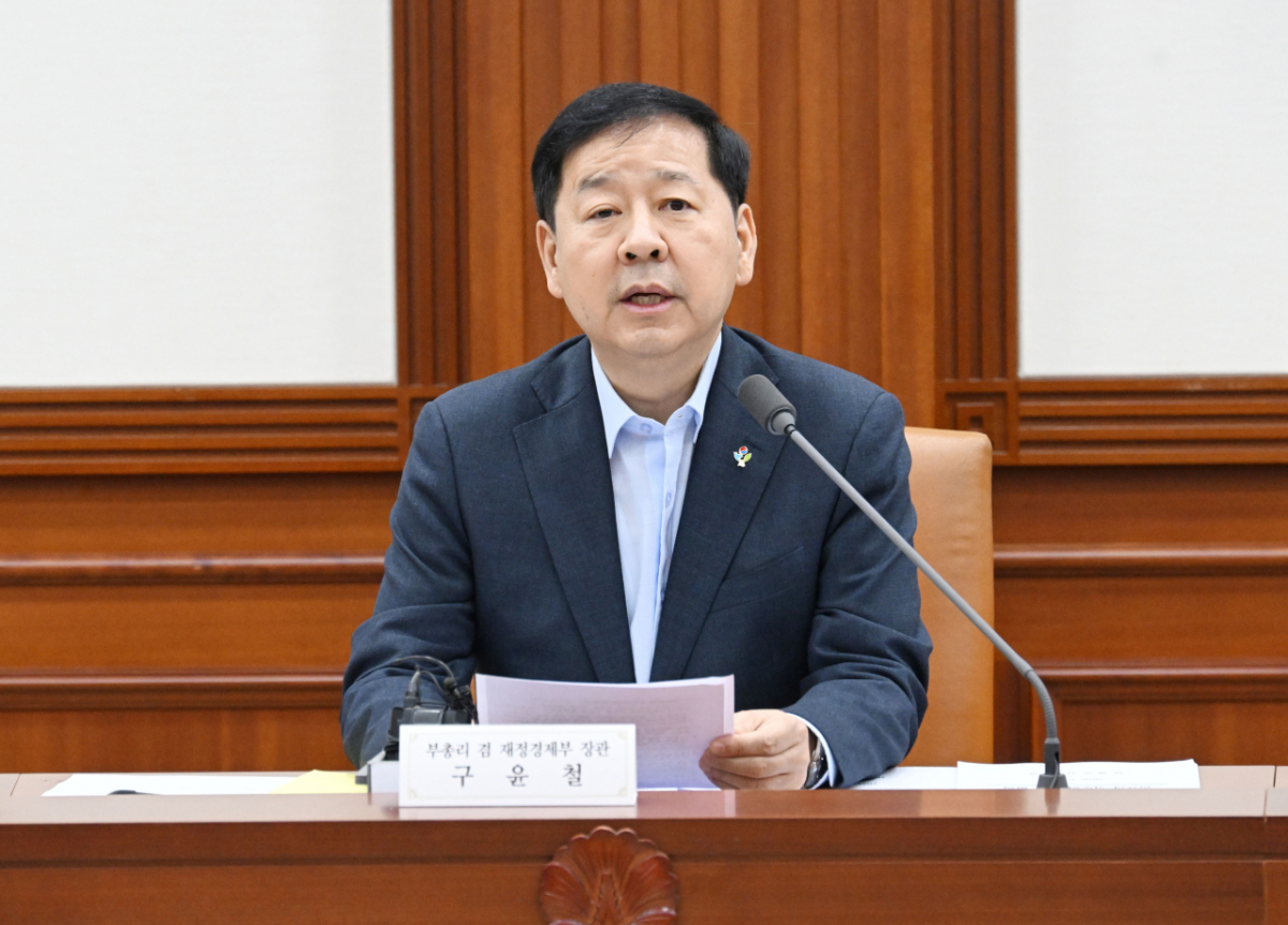 구윤철 부총리 겸 재정경제부 장관이 6월 10일 서울 종로구 정부서울청사에서 열린 '제269차 대외경제장관회의'를 주재, 모두발언을 하고 있다./사진제공=재정경제부