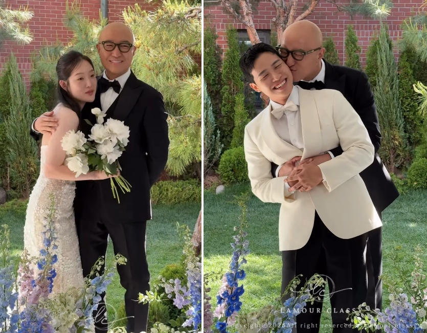 방송인 홍석천이 딸, 사위의 웨딩화보 촬영에 깜짝 출연했다. /사진=웨딩 스냅업체 인스타그램 갈무리