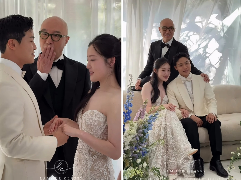 방송인 홍석천이 딸, 사위의 웨딩화보 촬영에 깜짝 출연했다. /사진=웨딩 스냅업체 인스타그램 갈무리