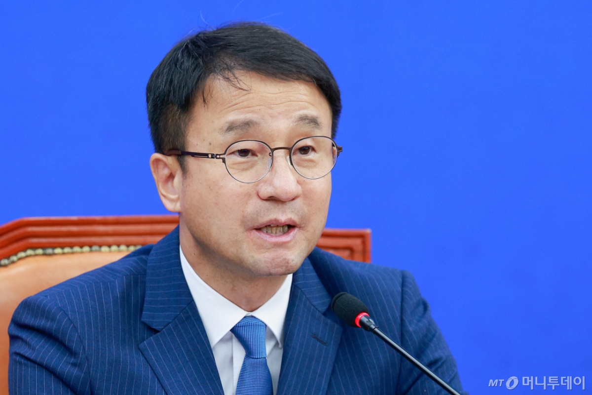 (서울=뉴스1) 안은나 기자 = 한병도 더불어민주당 원내대표가 11일 오전 서울 여의도 국회에서 열린 정책조정회의에 참석해 모두 발언을 하고 있다. 2026.6.11/뉴스1 Copyright © 뉴스1. All rights reserved. 무단 전재 및 재배포, AI학습 이용 금지. /사진=(서울=뉴스1) 안은나 기자