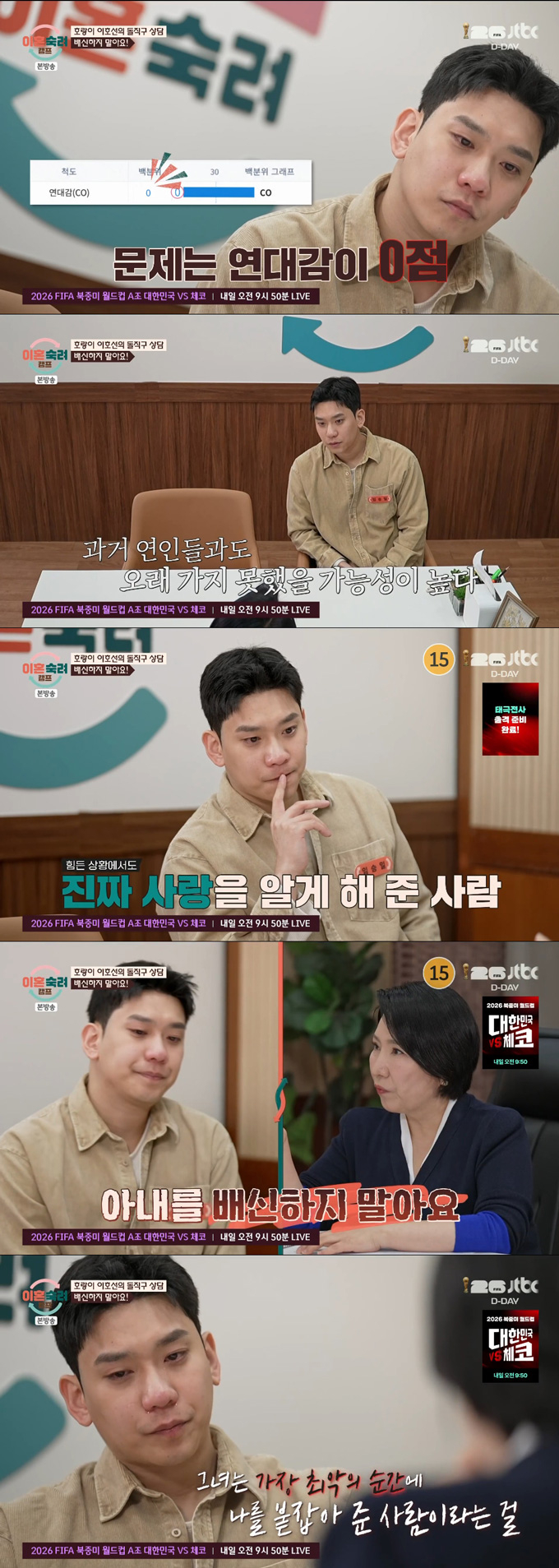 심리상담가 이호선이 '3000원 부부' 남편에게 사업 실패 후 극심한 스트레스에 시달릴 때 아내가 곁을 지켜줬다는 사실을 잊지 말고 이후 상황이 좋아지더라도 아내를 배신하지 말라고 당부했다. /사진=JTBC '이혼숙려캠프' 방송 화면