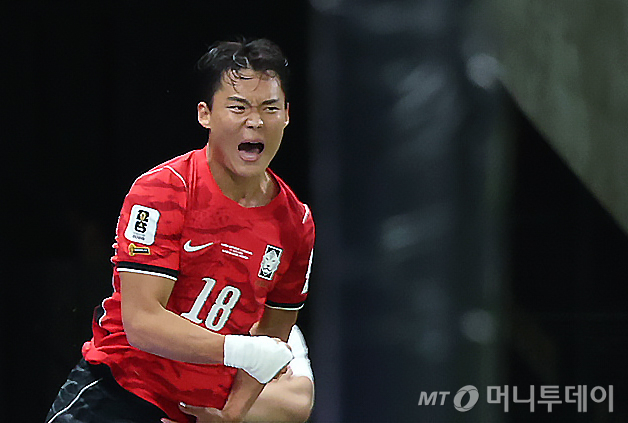 (과달라하라(멕시코)=뉴스1) 박지혜 기자 = 대한민국 축구국가대표팀 오현규가 11일(현지시간) 멕시코 할리스코주 사포판 과달라하라 스타디움에서 열린 2026 북중미 월드컵 A조 조별리그 1차전 대한민국과 체코의 경기에서 역전골을 넣은 뒤 환호하고 있다. 2026.6.12/뉴스1  Copyright © 뉴스1. All rights reserved. 무단 전재 및 재배포,  AI학습 이용 금지. /사진=(과달라하라(멕시코)=뉴스1) 박지혜 기자