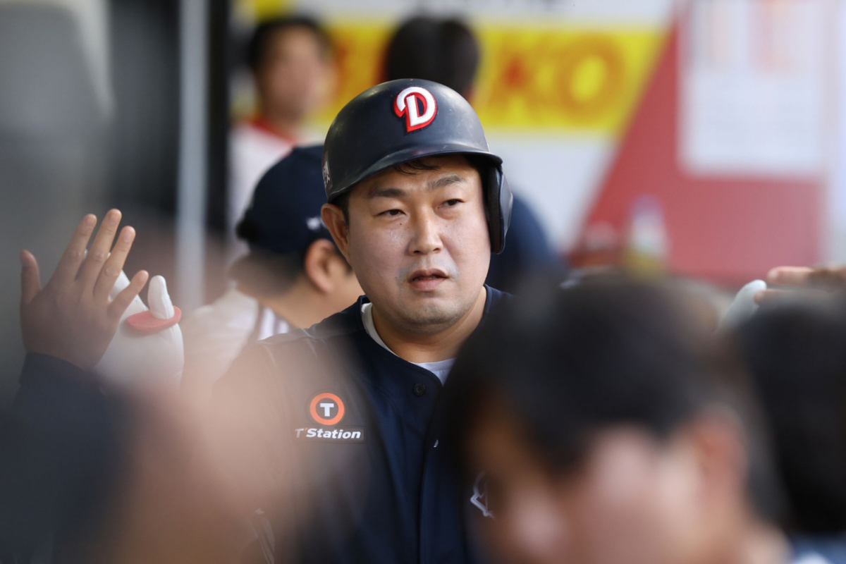 12일 광주 KIA-두산전 양의지의 모습. /사진=두산 베어스 제공
