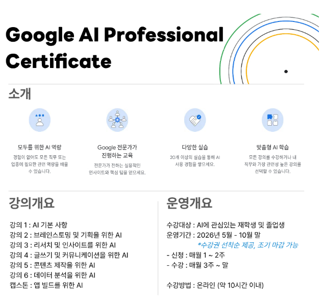 '구글 AI 프로페셔널 자격증 프로그램' 포스터./사진제공=한양사이버대